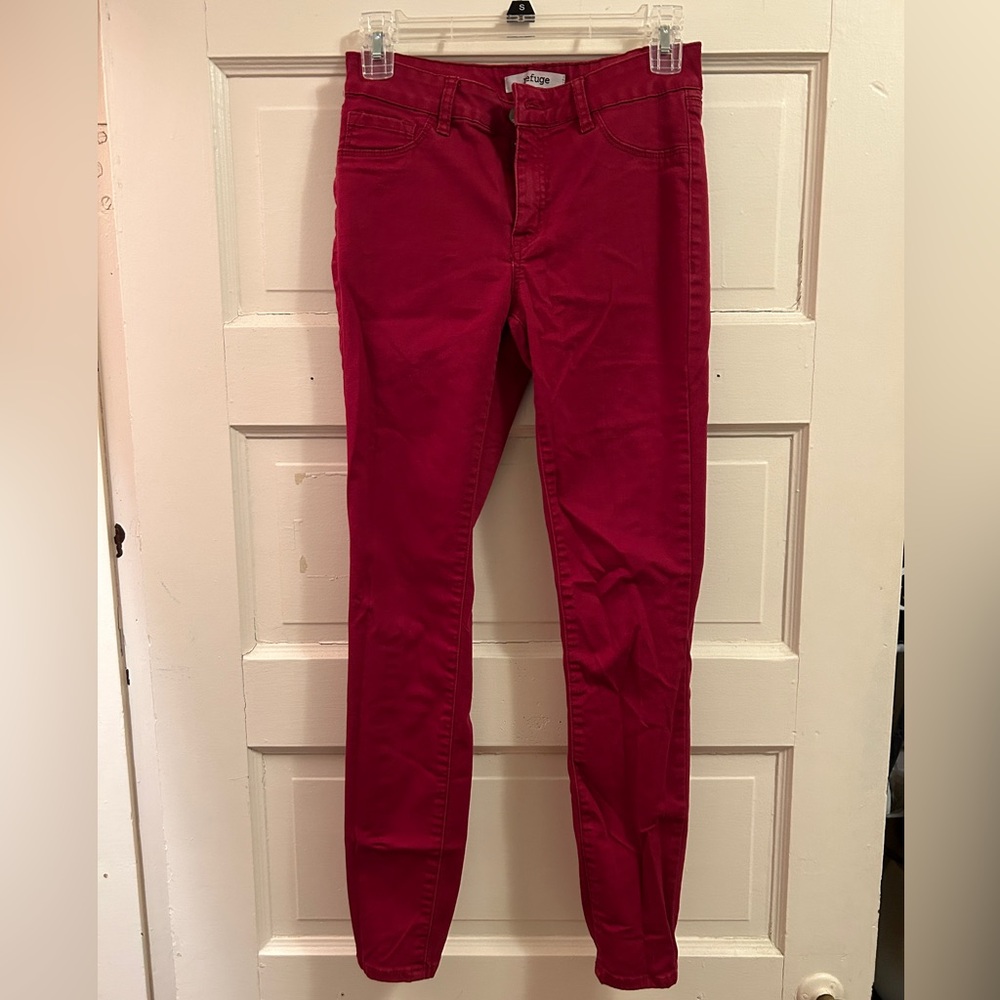 Red skinny jeans size 2
